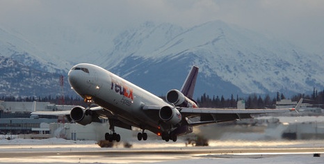 MD-11 taking off from Anchorage, Alaska